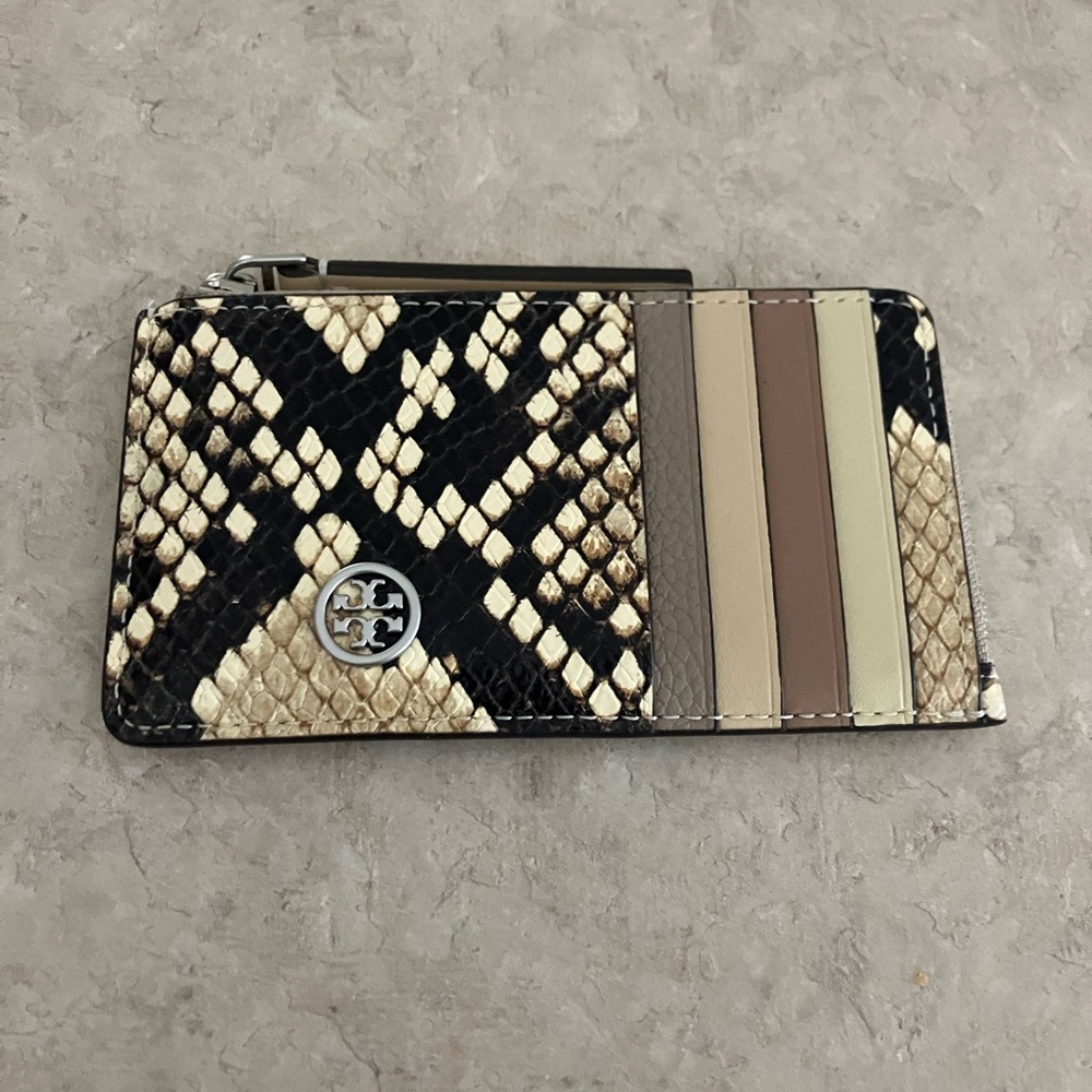 Tory Burch Snakeskin Zip Card Case Wallet
